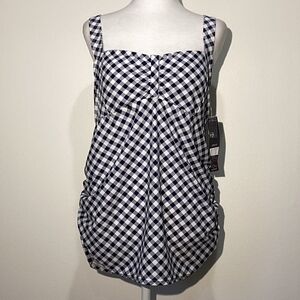 Oh Baby By Motherhood Swimwear Navy and White Checkered Top